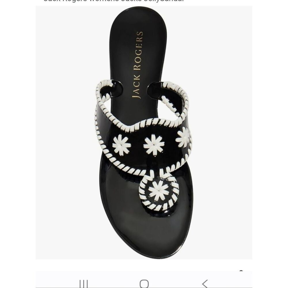 Jack Rogers Black and White Daisy Whipstitch Sandals